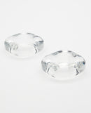 Sport Fucker Boner Cock Ring Expansion Kit Clear with two square donut rings on a white background.
