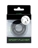 Sport Fucker The Wedge Silicone Cock Ring Black in packaging, showcasing its minimalist design and stretchable quality.