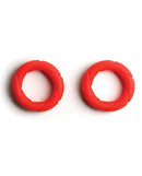 Sport Fucker Ready Rings Cock Ring 2 Pack Red featuring two soft, stretchy red rings for comfortable extended wear.