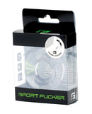 Sport Fucker Chubby Cockring Clear packaged in a transparent box with branding and product details prominently visible.