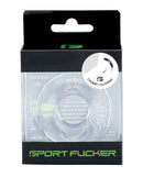 Sport Fucker Chubby Cockring Clear packaging showcasing its comfortable design and durable material