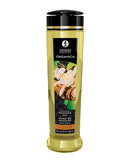 Shunga Organica Kissable Massage Oil Almond Sweetness 8 Oz in a bottle with elegant design for sensual massage.