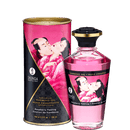 Shunga Massage Oil Raspberry Feeling 3.5 Oz in a decorative bottle and packaging designed for intimate moments.