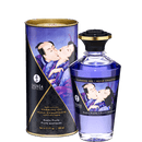 Shunga Massage Oil Exotic Fruit 3.5 Oz in a beautifully designed bottle with a gold and purple box.