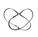 Sex & Mischief Shadow Body Harness made of sleek black faux leather with adjustable design.