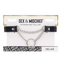 Sex & Mischief Shadow Day Collar featuring black faux leather and silver-tone hardware.