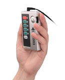 Shots Electroshock Nipple Suckers Clear remote control for adjustable electro stimulation and suction.