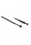 Silicone Beginners Plug Set Urethral Sounding Black with dual plugs for beginners and safe stimulation.