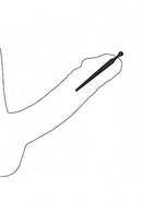 Silicone Beginners Plug Set Urethral Sounding Black demonstrated on a hand holding a urethral sounding tool.