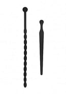 Silicone Beginners Plug Set Urethral Sounding Black - dual plug set for smooth stimulation and comfort in exploration.