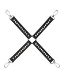 Shots Ouch Diamond Studded Hogtie Black with sparkling rhinestones, offering elegance and restraint for bondage play.