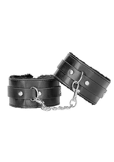 B&W PLUSH BONDED LEATHER ANKLE CUFFS W/ ADJUSTABLE STRAPS-3