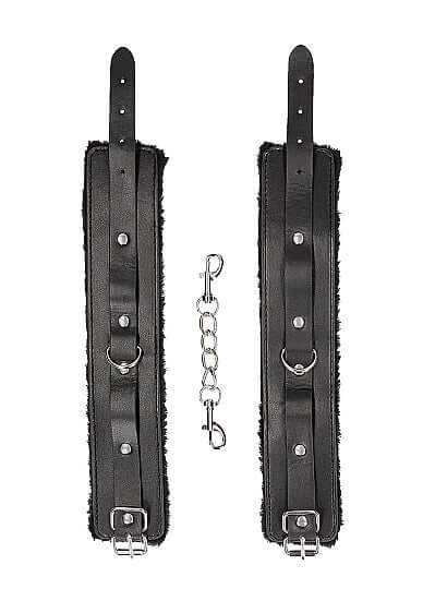 B&W PLUSH BONDED LEATHER ANKLE CUFFS W/ ADJUSTABLE STRAPS-4