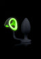 Ouch! Glow Butt Plug with Cock Ring and Ball Strap, glowing in the dark for enhanced pleasure.