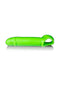 Fluorescent green glow-in-the-dark stretchy penis sleeve with ball strap for added length and girth, made from phthalate-free TPE.