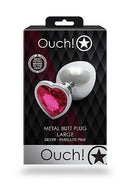 HEART GEM BUTT PLUG LARGE SILVER RUBELLITE PINK-1