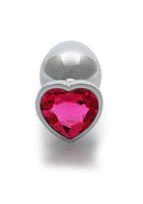 HEART GEM BUTT PLUG LARGE SILVER RUBELLITE PINK-3