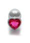 HEART GEM BUTT PLUG LARGE SILVER RUBELLITE PINK-3