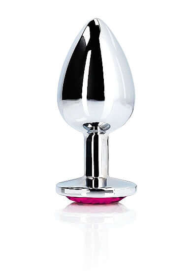 HEART GEM BUTT PLUG LARGE SILVER RUBELLITE PINK-4
