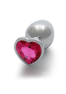 HEART GEM BUTT PLUG LARGE SILVER RUBELLITE PINK-5