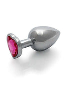 HEART GEM BUTT PLUG LARGE SILVER RUBELLITE PINK-6