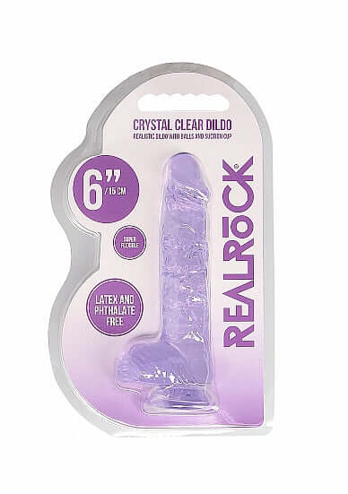 REALROCK 6IN REALISTIC DILDO W/ BALLS CLEAR PURPLE-1
