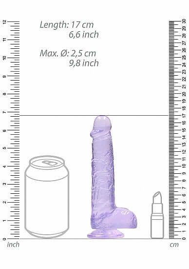 REALROCK 6IN REALISTIC DILDO W/ BALLS CLEAR PURPLE-2