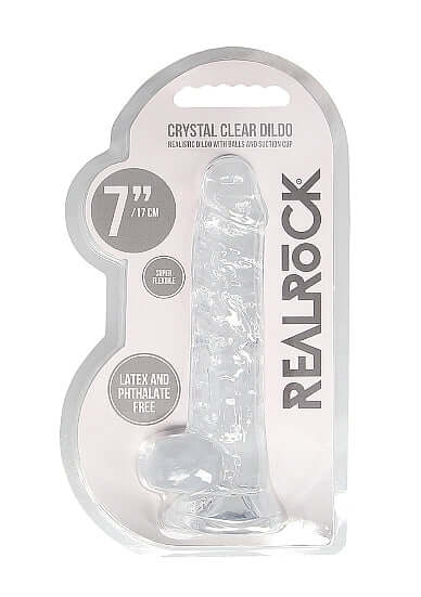 REALROCK 7IN REALISTIC DILDO W/ BALLS CRYSTAL CLEAR-1