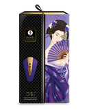 Shunga Obi Intimate Massager Purple packaging featuring elegant artwork and a decorative fan.