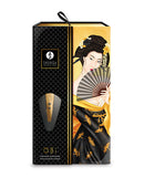 Shunga Obi Intimate Massager Black packaging featuring a beautiful geisha illustration and a sleek design.
