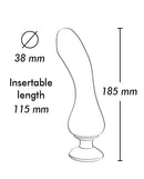 Shunga Sanya Intimate Massager Black dimensions diagram showing size details and insertable length.