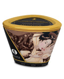 Shunga Massage Candle Excitation 5.7 Oz Chocolate in an elegant jar with romantic design.