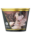 Shunga Massage Candle Excitation 5.7 Oz Chocolate elegant packaging featuring romantic art.