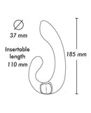 Shunga Miyo Intimate Massager Purple dimensions showing insertable length and diameter for pleasure.
