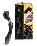 Shunga Zoa Intimate Massager Black next to elegant packaging featuring a traditional Japanese design.