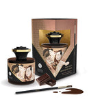Shunga Body Paint 1.7 oz Aphrodisiac Chocolate with brush and box, ideal for romantic foreplay and creativity.