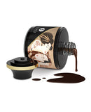 Shunga Body Paint 1.7 oz Aphrodisiac Chocolate with rich chocolate spilling from container.