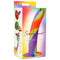 Simply Sweet Rainbow Silicone Dildo packaging showing vibrant colors and premium grade silicone for a luxurious feel