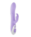 Spinderella Rechargeable Silicone Rabbit Vibrator Purple showcased from the side, highlighting its sleek design and dual stimulation features.
