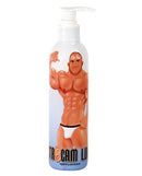 STR8cam Water Based Hybrid Lubricant 8 oz bottle with a muscular figure design on the label.