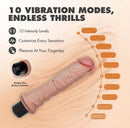 Dr Skin Silicone Dr Webber Vibrating Dildo 9.75 inch showing 10 vibration modes and customizable sensations.
