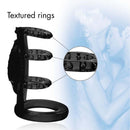 Doctor Love Zinger Vibrating Penis Sleeve Black showcasing textured rings for enhanced stimulation and pleasure.
