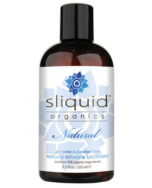 Sliquid Organics Natural Intimate Lubricant 8.5 oz bottle, glycerin and paraben free, 95% organic ingredients.