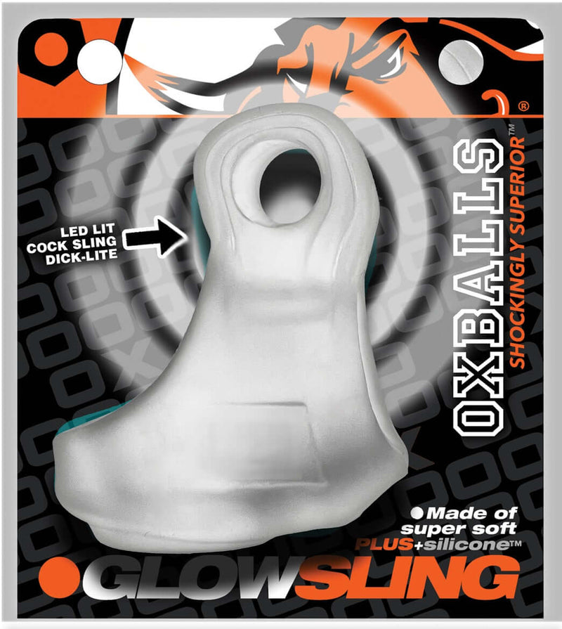 Glowsling LED Clear Ice Cock Sling by Oxballs in Packaging with LED Lighting Features