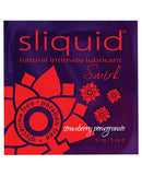 Sliquid Swirl Lube Pillow 0.17 Oz Strawberry Pomegranate packaging featuring a floral design.