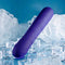 Purple thrusting vibrator with phallic shape, showcased on ice cubes, featuring 10 speeds and patterns for dynamic stimulation.