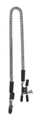 Adjustable gator nipple clamps with jewel chain and rubber-tipped ends for customizable sensation and comfort.