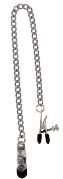 Spartacus Adjustable Broad Tip Nipple Clamps with Link Chain for customizable nipple play and sensation.