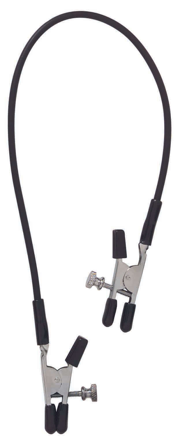 Spartacus Blackline adjustable nipple clamps with rubber tips for pleasure and pain experience.