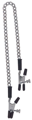 Black and silver adjustable alligator nipple clamps with jewel chain